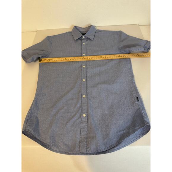 Boss HUGO Boss Men's Short Sleeve Button-Down Shirt Slim Fit Blue Medium - Picture 5 of 10